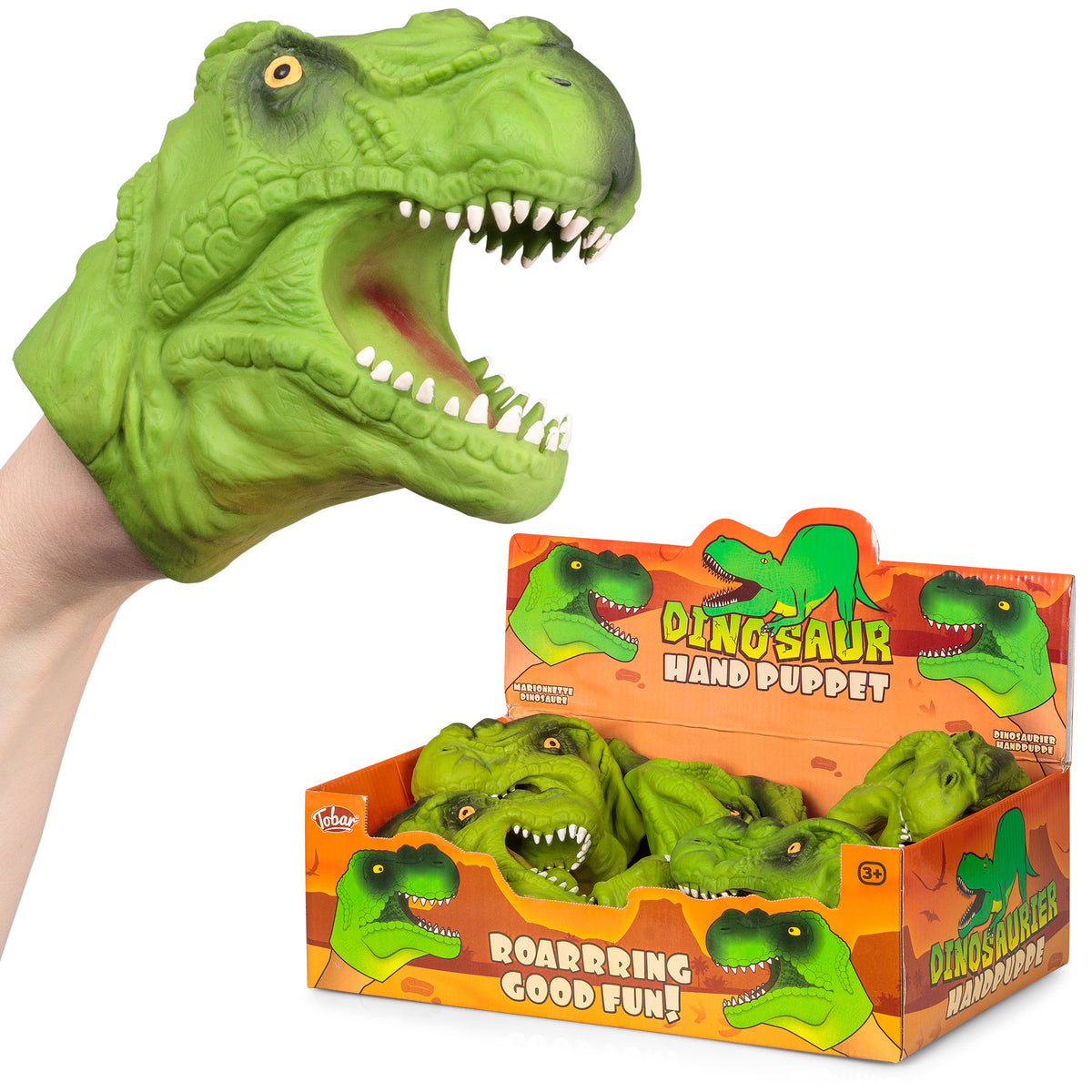 Marionnette à Main Dinosaure T-Rex – Tobar 22677, Tête En Plastique Flexible Avec Mâchoire Mobile