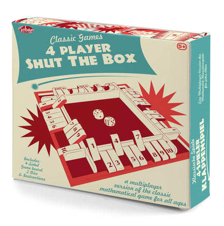 WOODEN 4 PLAYER SHUT THE BOX GAME