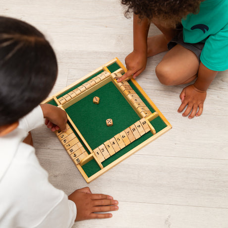 WOODEN 4 PLAYER SHUT THE BOX GAME