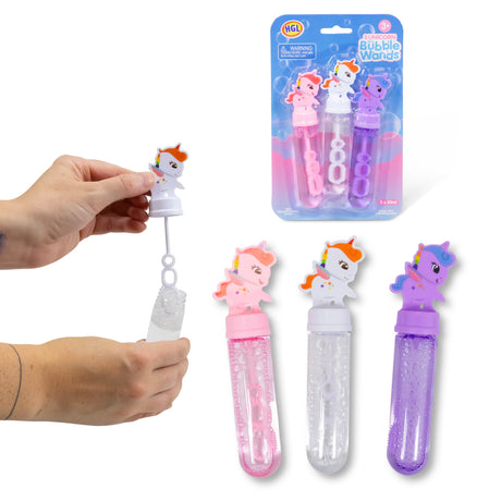 3PK UNICORN MINI BUBBLE WANDS
