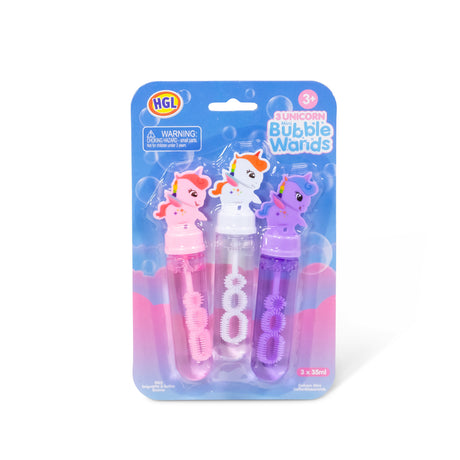 3PK UNICORN MINI BUBBLE WANDS