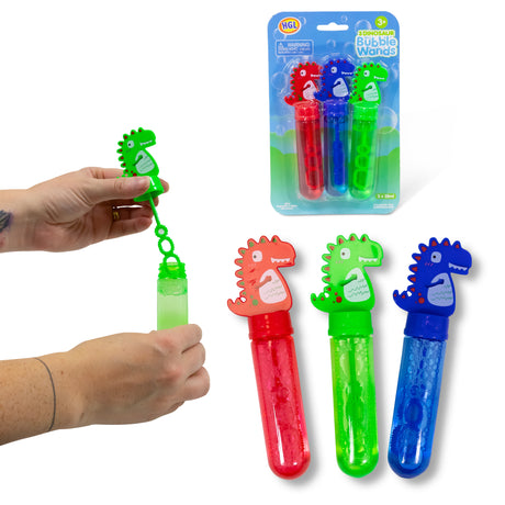 3PK DINOSAUR MINI BUBBLE WANDS